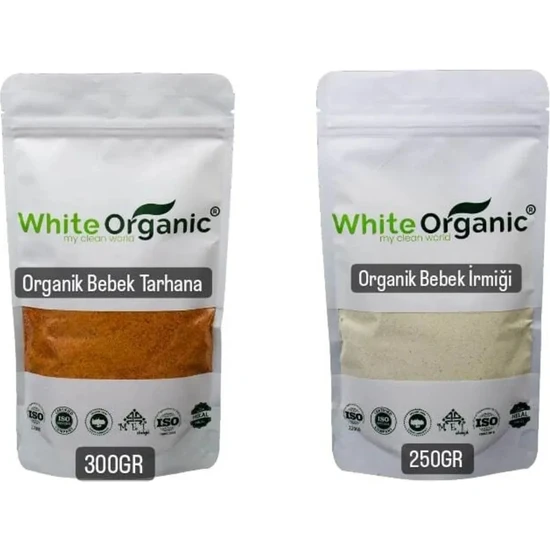 White Organic Organik Bebek Tarhanası ve Organik Bebek Irmiği Ek Gıda Seti +6 Ay