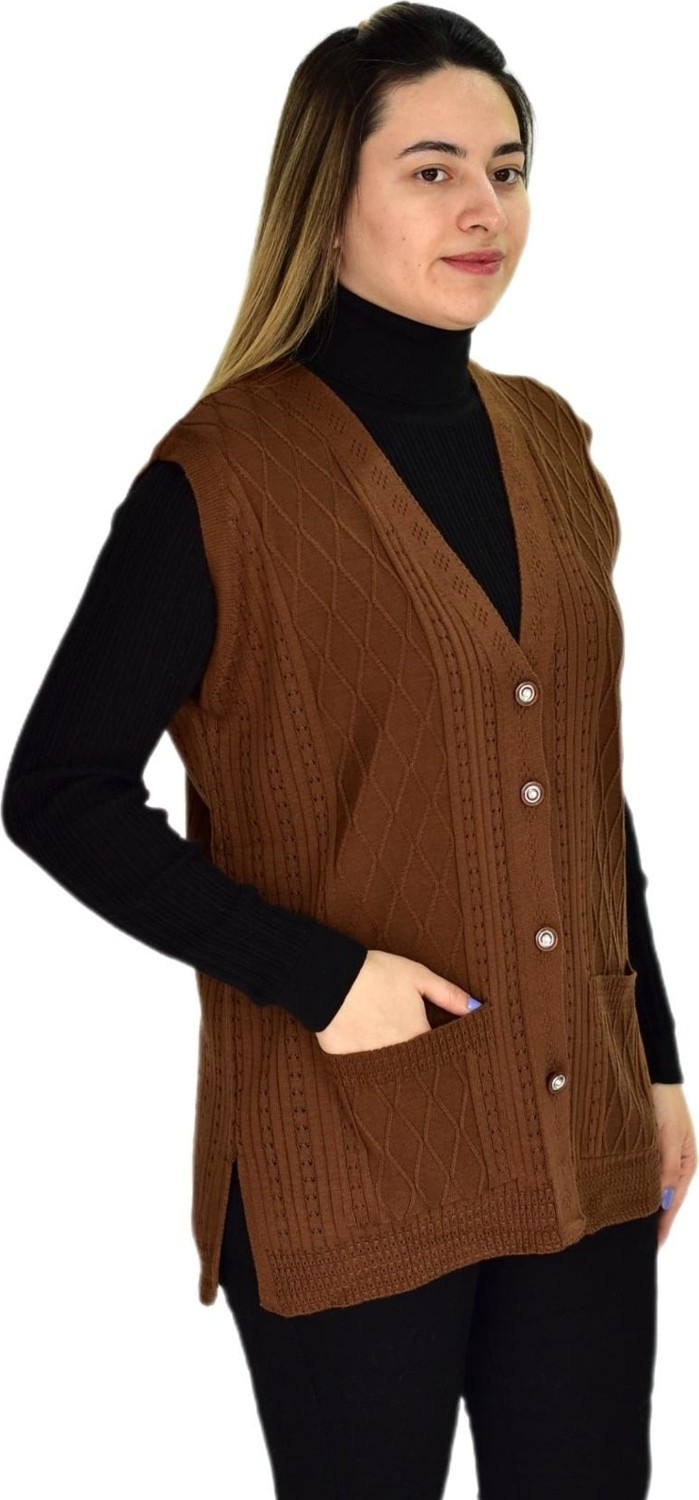 Çalıkuşu Kadın Cepli Triko Yelek BGL-ST03344 görsel 3