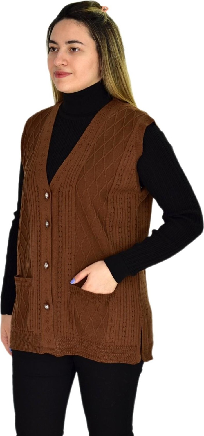 Çalıkuşu Kadın Cepli Triko Yelek BGL-ST03344 görsel 2
