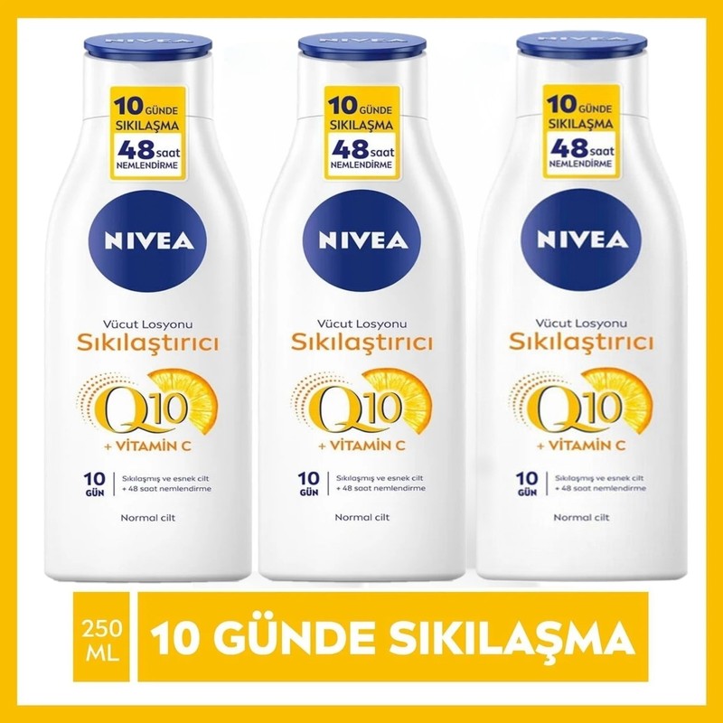 Nivea 3 Adet Nivea Q10 Sıkılaştırıcı Vücut Losyonu SÜPER EKO PAKET 3 x 250 ml