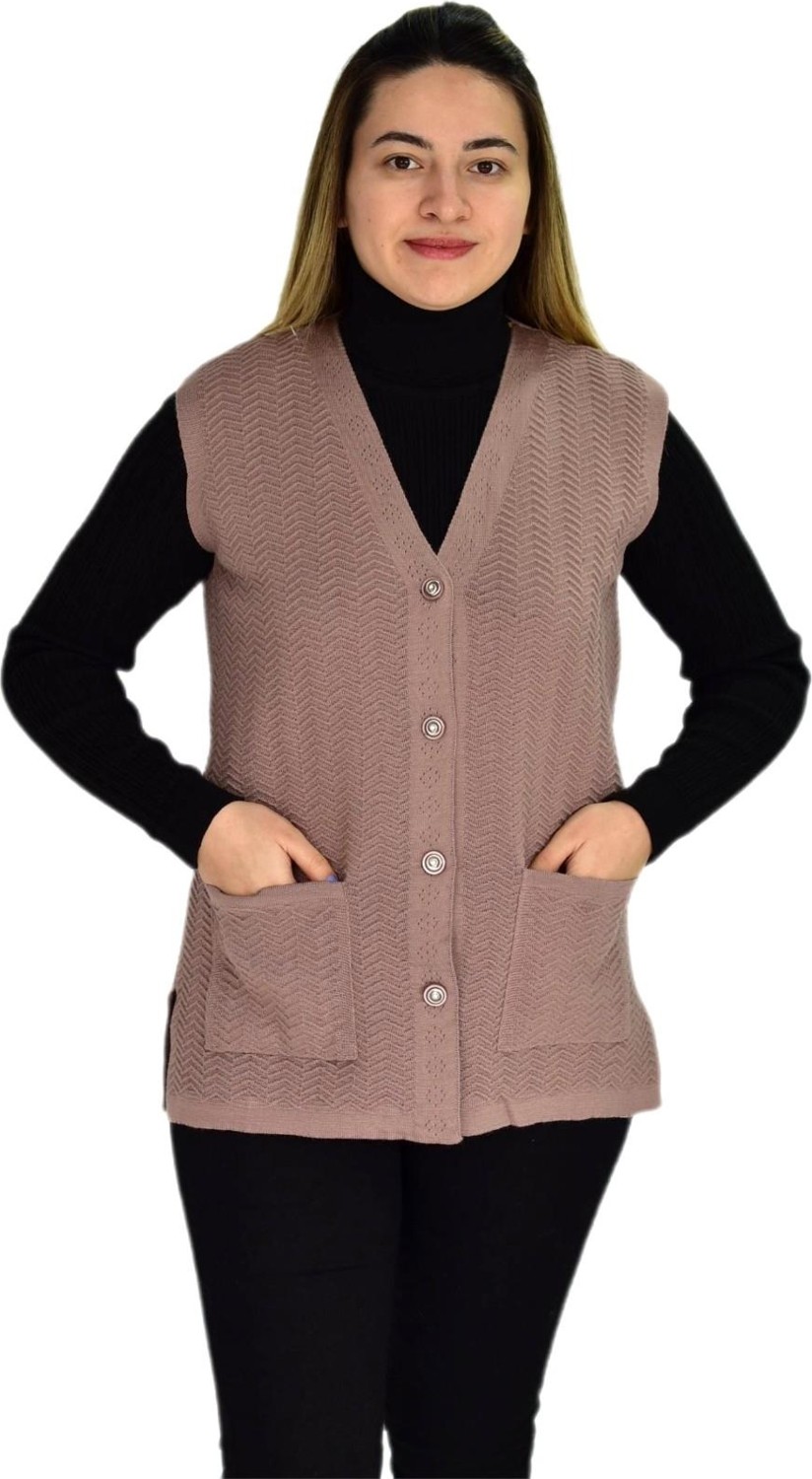 Çalıkuşu Kadın Cepli Triko Yelek BGL-ST03343 görsel 5