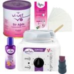 Vi-Vet Pudralı Konserve Sir Ağda Seti 240ML - Profesyonel Depirol Ağda Isıtıcı Makinesi 5 Parça