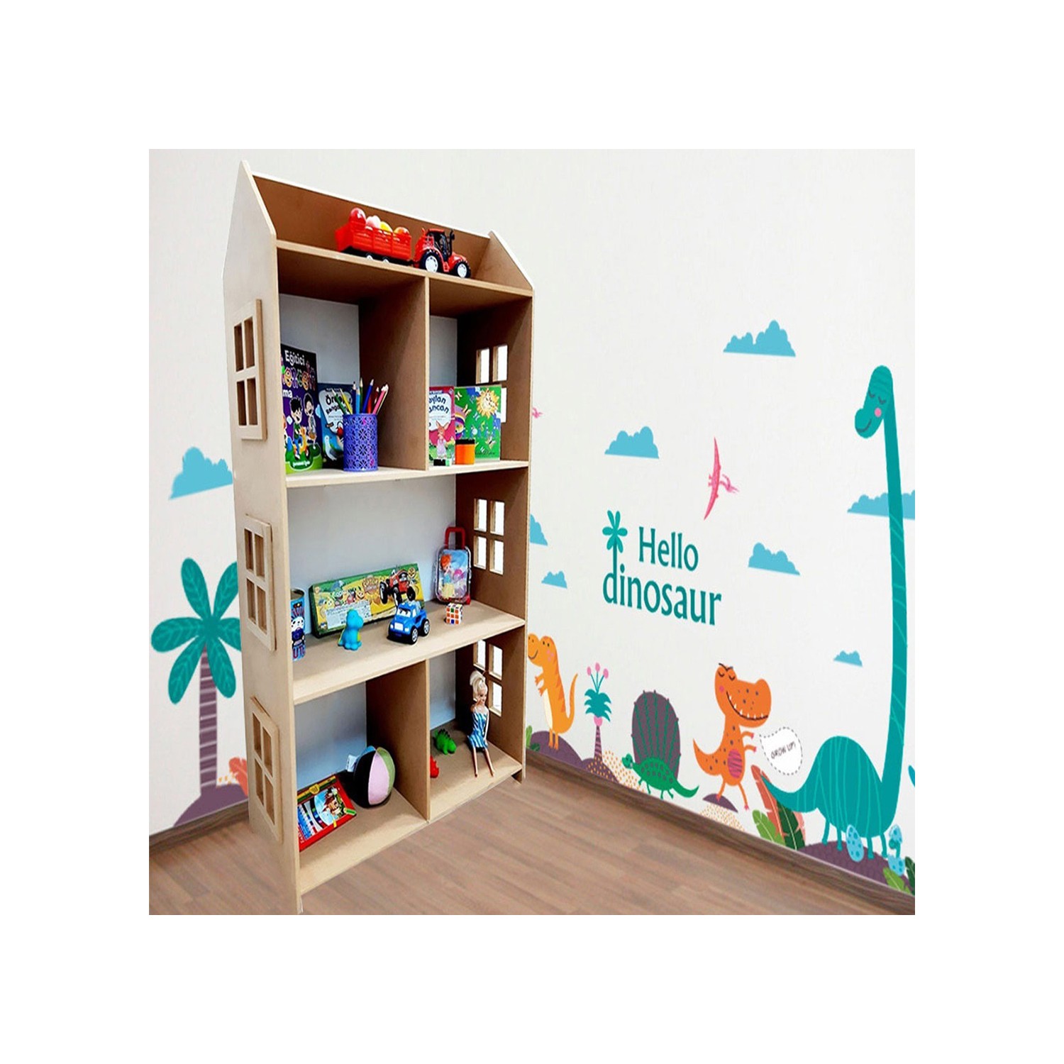 Montesev Kitaplık Raf Çocuk Bebek Odası Oyuncak Evi