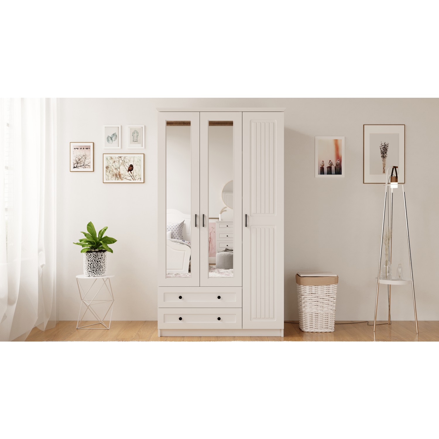 Rabi Mobilya Estelya Country 3 Kapak 2 Çekmeceli Gardırop