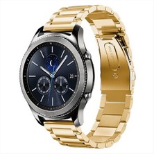 Case 4U C1 / Samsung Galaxy Watch Uyumlu Kordon Metal Baklalı Kayış 46mm Altın