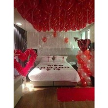 Green Sevgiliye Özel Aşk Paketi Süpriz Paket Kalp 'li Balon Kalpli Sözler Mum Kuru Gül Yaprakları Mum Kabı