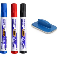 Bic Velleda Setli Beyaz Tahta Kalemi 3 Adet Siyah Kırmızı Mavi Renkli + Silgi