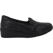 Forelli Siyah Deri  Kadın Ayakkabı 25109