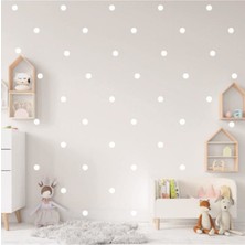 Lizpo Decor Puantiye Sticker Beyaz Polka Sticker Etiket 5 cm 130 Adet Beyaz