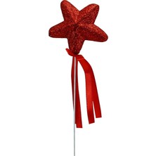 Süsle Bebek ve Parti Yıldız Çubuk, 23 cm x 5,5 cm Kırmızı - 1 Adet
