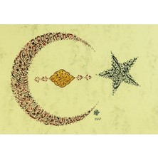 Bedesten Pazar Hüsn-I Hat 21X30 cm Çerçevesiz Ay Yıldız Formunda Besmele, Nazar Ayeti