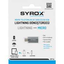 Syrox DT16 -Lightning > Micro USB Dönüştürücü