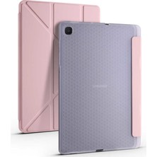 Fuchsia Samsung Galaxy Tab S6 Lite P610 P615 P617 10.4" Kalemlikli Arka Silikon Uyku Modlu Üçgen Katlanabilir Yatay ve Dikey Standlı Antişok Özellikli Smart Kılıf Rose Gold