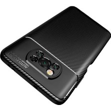 Case 4U Xiaomi Poco X3 / Poco X3 Pro Kılıf Rugged Armor Karbon Desenli Lüx Negro Silikon Arka Kapak Siyah