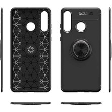 Case 4U Huawei Y6p Kılıf Autofocus Shockprof Ravel Yüzüklü Standlı Slikon Kapak Siyah