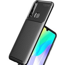 Case 4U Huawei Y6p Kılıf Karbon Desenli Sert Silikon Arka Kapak Negro Lacivert