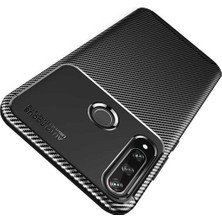 Case 4U Huawei Y6p Kılıf Karbon Desenli Sert Silikon Arka Kapak Negro Lacivert