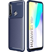 Case 4U Huawei Y6p Kılıf Karbon Desenli Sert Silikon Arka Kapak Negro Lacivert