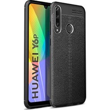 Case 4U Huawei Y6p Kılıf Rugan Armor Deri Görünümlü Yüksek Kalite Silikon Niss Siyah