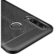 Case 4U Huawei Y6p Kılıf Rugan Armor Deri Görünümlü Yüksek Kalite Silikon Niss Lacivert