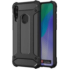 Case 4U Huawei Y6p Kılıf Çift Katmanlı Zırh Koruma Tank Crash Arka Kapak Siyah