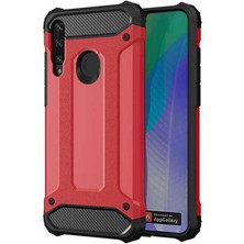 Case 4U Huawei Y6p Kılıf Çift Katmanlı Zırh Koruma Tank Crash Arka Kapak Kırmızı