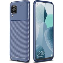 Case 4U Huawei P40 Lite Kılıf Rugged Armor Karbon Desenli Lüx Negro Silikon Arka Kapak Lacivert