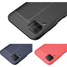 Case 4U Huawei P40 Lite Kılıf Rugan Armor Deri Görünümlü Yüksek Kalite Silikon Niss Lacivert