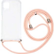 Case 4U Huawei P40 Lite Kılıf Boyuna Askılı İpli Silikon Arka Kapak X-Rop Rose Gold