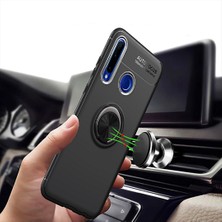 Case 4U Huawei P40 Lite E Kılıf Autofocus Shockprof Ravel Yüzüklü Standlı Slikon Kapak Lacivert