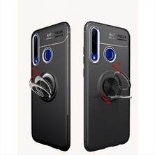 Case 4U Huawei P40 Lite E Kılıf Autofocus Shockprof Ravel Yüzüklü Standlı Slikon Kapak Lacivert