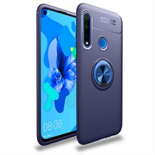 Case 4U Huawei P40 Lite E Kılıf Autofocus Shockprof Ravel Yüzüklü Standlı Slikon Kapak Lacivert