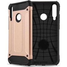 Case 4U Huawei P40 Lite E Kılıf Çift Katmanlı Zırh Koruma Tank Crash Arka Kapak Rose Gold