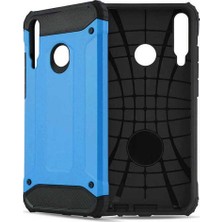 Case 4U Huawei P40 Lite E Kılıf Çift Katmanlı Zırh Koruma Tank Crash Arka Kapak Mavi