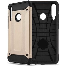 Case 4U Huawei P40 Lite E Kılıf Çift Katmanlı Zırh Koruma Tank Crash Arka Kapak Altın