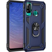 Case 4U Huawei P40 Lite E Kılıf Çift Katmanlı Yüzüklü Manyetik Vega Kapak Lacivert