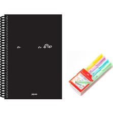 Papirüs Yayınevi Sert Kapak 100 Yaprak Çizgili Defter 16 x 23 cm + Faber-Castell Pastel Textliner Forforlu Kalem 4'lü