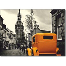 La Vita E Bella Sarı Araba Detaylı Siyah Beyaz Tablo CC-1030