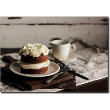La Vita E Bella Kahve Eşliğinde Pasta Temalı Kanvas Tablo CP-1026