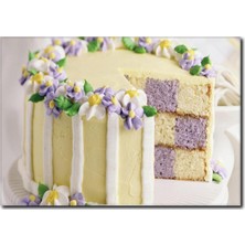 La Vita E Bella Mor Çiçek Detaylı Pasta Kanvas Tablo CP-1070