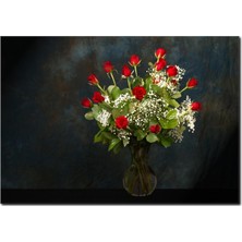 La Vita E Bella Cam Vazoda Gül Buketi Kanvas Tablo DC-1013