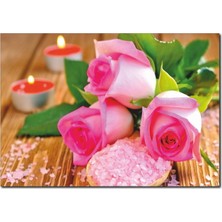 La Vita E Bella Mum Detaylı Pembe Gül Kanvas Tablo DC-1023