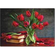 La Vita E Bella Vazoda Kırmızı Güller Temalı Kanvas Tablo DC-1024