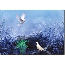 La Vita E Bella Beyaz Güvercinler Temalı Kanvas Tablo DC-1027