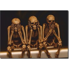 La Vita E Bella Üç Maymunu Oynayan İskeletler Kanvas Tablo HA-1031