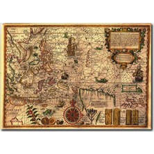 La Vita E Bella Eskitme Retro Harita Kanvas Tablo MP-1011