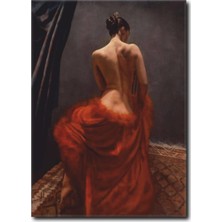 La Vita E Bella Kırmızılı Kadın Kanvas Tablo NU-1011