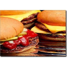 La Vita E Bella Peynirli Hamburger Temalı Kanvas Tablo PH-1035