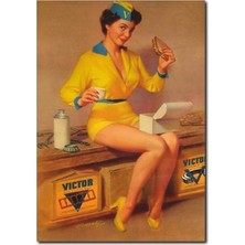 La Vita E Bella Sarı Elbiseli Kadın Pin Up Tablo PP-1013