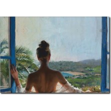 La Vita E Bella Pencere Önündeki Kadın Yağlı Boya Tablo RT-1013